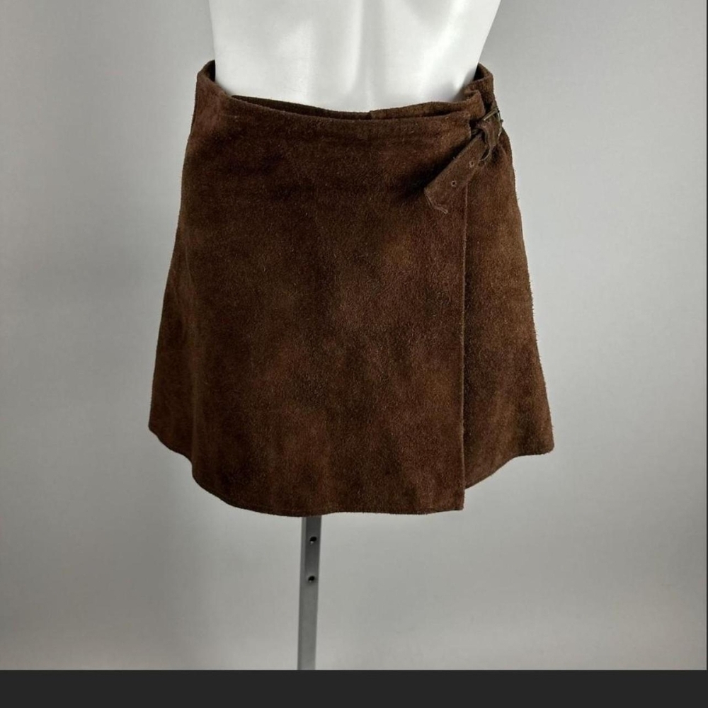 Vintage 90s Brown Suede Mini Skirt